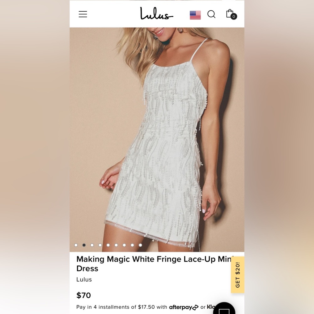 Lulus white fringe mini dress